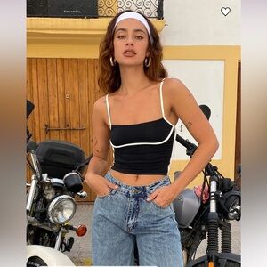 Princess Polly Maidenwell Contrast Top Black